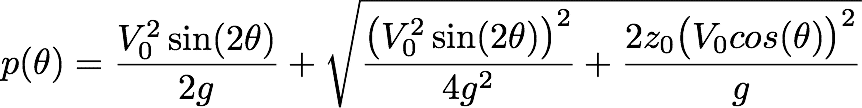 Formule de la portée en fonction de l'angle du lancer